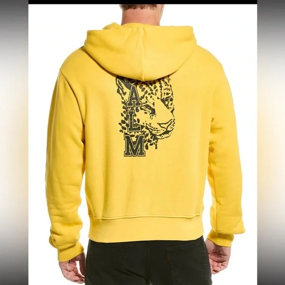 Authentic Palm Angels hoodie in YellowGold in SZ L Tiger print on